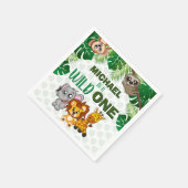 かわいいワイルドワンジャングルサファリアニマルファースト誕生日 スタンダードカクテルナプキン (角)