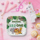 かわいいワイルドワンジャングルサファリアニマルファースト誕生日 ペーパープレート (パーティー)