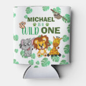 かわいいワイルドワンジャングルサファリアニマルファースト誕生日 缶クーラー (正面)