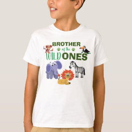 かわいいワイルドワンジャングルツインズファースト誕生日ブラザー Tシャツ