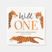 かわいいワイルドワンタイガー1st誕生日パーティー スタンダードカクテルナプキン (正面)