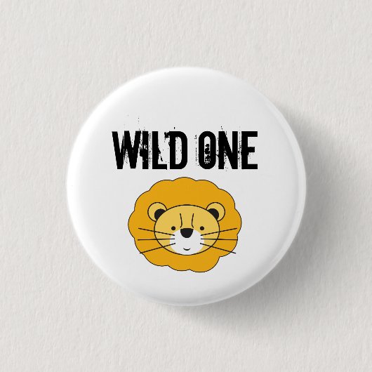 かわいいワイルドワンライオンサファリ1歳誕生日パーティー 缶バッジ (正面)