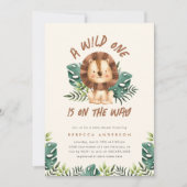 かわいいワイルドワンライオンジャングルサファリボーイ赤ちゃんシャワー 招待状 (正面)