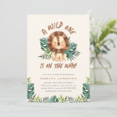 かわいいワイルドワンライオンジャングルサファリボーイ赤ちゃんシャワー 招待状 (スタンド正面)
