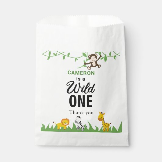 かわいいワイルドワン誕生日サファリジャングル動物 フェイバーバッグ (正面)