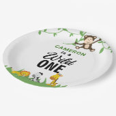 かわいいワイルドワン誕生日サファリジャングル動物 ペーパープレート (アングル)