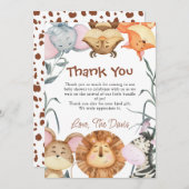 かわいいワイルドワン サファリ動物 ありがとうご招待 招待状 (正面/裏面)