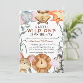 かわいいワイルドワン サファリ 動物 ジャングル 招待状 (スタンド正面)