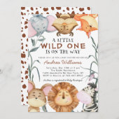 かわいいワイルドワン サファリ 動物 ジャングル 招待状 (正面/裏面)