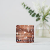 かわいいワインイラストとウッドパネル素朴 スクエア名刺 (スタンド正面)