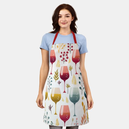 かわいいワインカップエプロン エプロン (着用した状態)