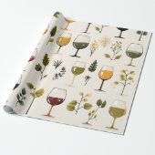 かわいいワインカップ包装紙 ラッピングペーパー (アンロールド)
