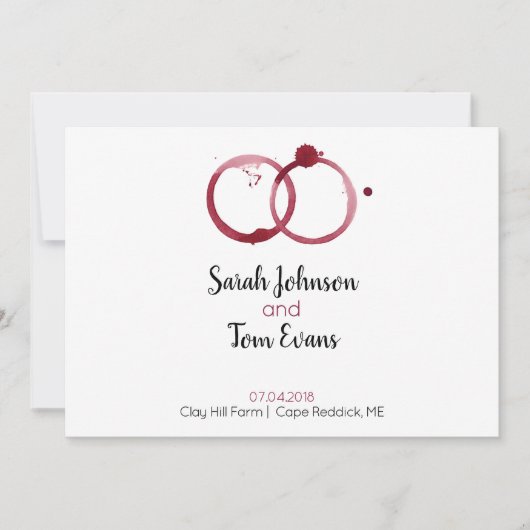 かわいいワインボトル ウェディング 招待状 (正面)