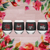 かわいいワインワードアート ステムなしワイングラス