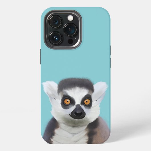 かわいいワオキツネザル顔 iPhoneケース (裏面)