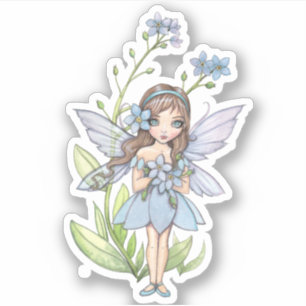 かわいいワスレナグサの妖精イラスト シール