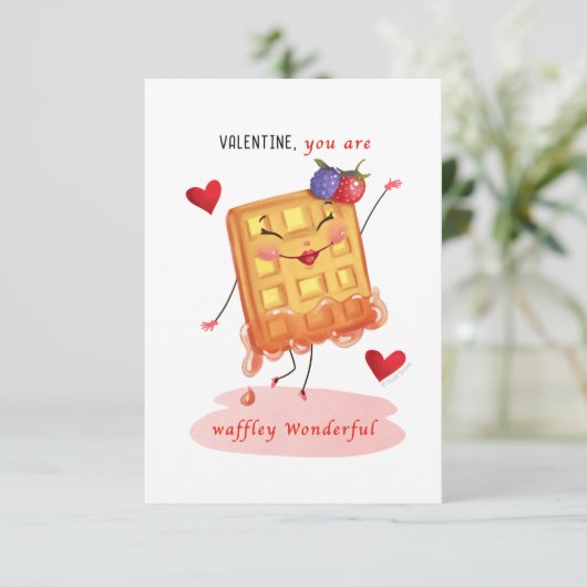 かわいいワッフルキャラクタースモールバレンタ伝統的イン 招待状 (スタンド正面)