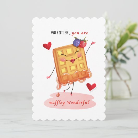 かわいいワッフルキャラクターヴィンテージバレンタイン シーズンカード (スタンド正面)