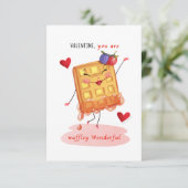 かわいいワッフルキャラクター 小さな伝統的なバレンタイン 招待状 (スタンド正面)