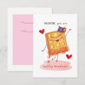 かわいいワッフルキャラクター 小さな伝統的なバレンタイン 招待状 (正面/裏面)