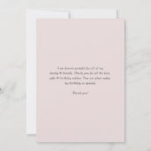 かわいいワテカラーバニーとピンクの花のリース サンキューカード (裏面)