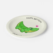 かわいいワニかわいい漫画の女の子の名前の誕生日 ペーパープレート (アングル)