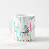 かわいいワニとミュージカル楽器。ウォーターコル コーヒーマグカップ (正面左)