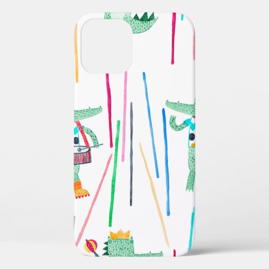 かわいいワニとミュージカル楽器。ウォーターコル Case-Mate iPhoneケース (裏面)