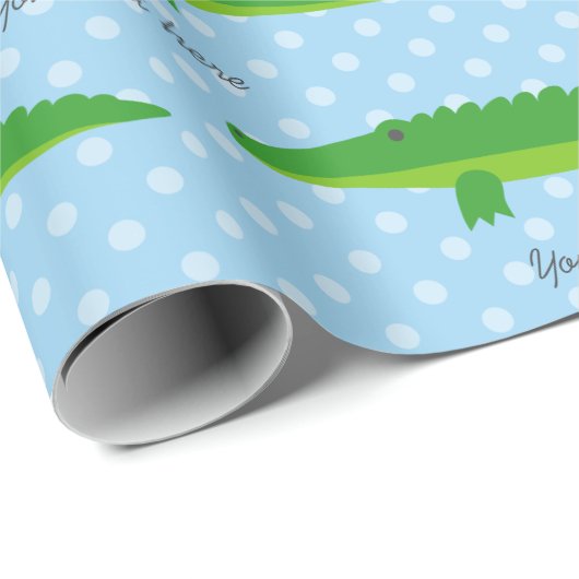 かわいいワニのわに水玉模様の包装紙 ラッピングペーパー (ロールコーナー)