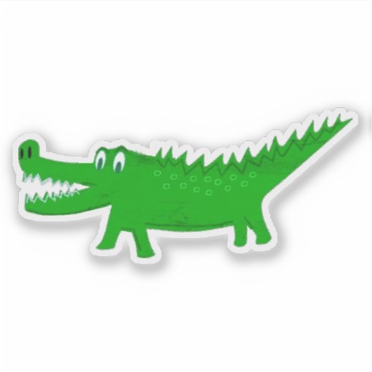 かわいいワニのイラスト シール (正面)