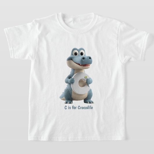 かわいいワニのキッズTシャツ | CはワニのC Tシャツ (レイダウン)