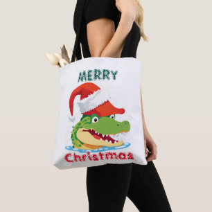 かわいいワニのクロコダイルクリスマスサファリサンタ トートバッグ
