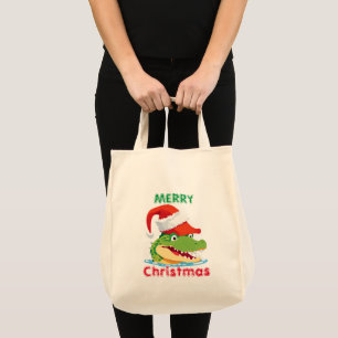 かわいいワニのクロコダイルクリスマスサファリサンタ トートバッグ