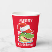 かわいいワニのクロコダイルクリスマスサファリサンタ 紙コップ (正面)