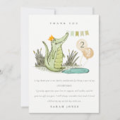 かわいいワニのチョンプ 湿地で誕生日 どんな年齢でも サンキューカード (正面)