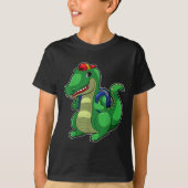 かわいいワニのリュックサック 学校に戻る 面白いクロコダイル バッグ Tシャツ (正面)