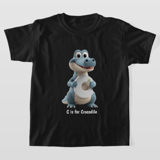 かわいいワニの子供用Tシャツ｜CはワニのC Tシャツ (レイダウン)
