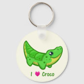 かわいいワニの愛のかわいい漫画 キーホルダー (正面)
