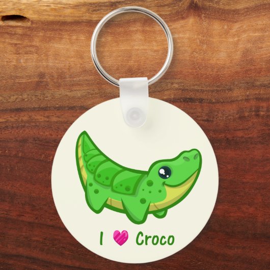 かわいいワニの愛のかわいい漫画 キーホルダー (正面)