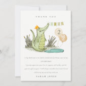 かわいいワニの沼の誕生日パーティー(どんな年齢でも) サンキューカード (正面)
