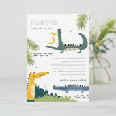 かわいいワニの沼 誕生日 どんな年齢の子供にも サンキューカード (スタンド正面)