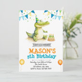 かわいいワニの誕生日招待状 招待状 (スタンド正面)