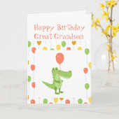 かわいいワニ動物素晴らし孫子供の誕生日 カード (黄色い花)