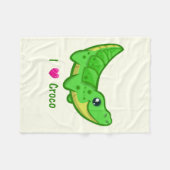かわいいワニ愛かわいいの漫画の子供 フリースブランケット (正面(横))