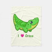 かわいいワニ愛かわいいの漫画の子供 フリースブランケット (正面)