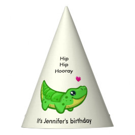 かわいいワニ愛の女の子の名前の誕生日 パーティーハット