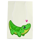 かわいいワニ愛の漫画の子供たち ミディアムペーパーバッグ (裏面)