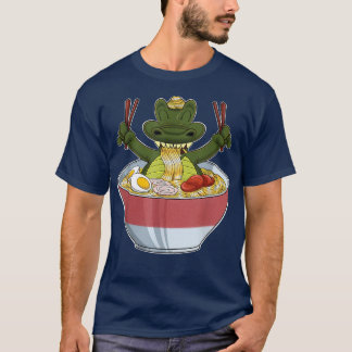 かわいいワニ日本ラーメンIオタクAnime Tシャツ