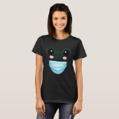 かわいいワニ着用顔マスクワニ動物 Tシャツ (正面フル)