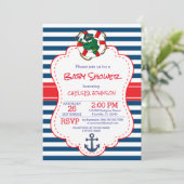 かわいいワニ航海のゲーターベイビーシャワー 招待状 (スタンド正面)